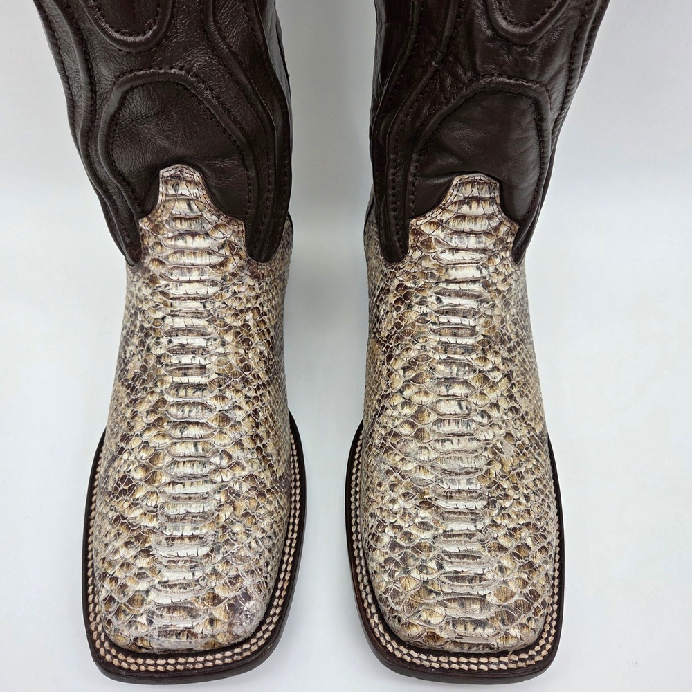 Alfa Python Snakeskin Square Toe Leather Western … - image 3